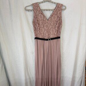 ENFOCUS STUDIO Womens Dress Size 4 Small Floral Lace Dusty Pink Formal *Stain*